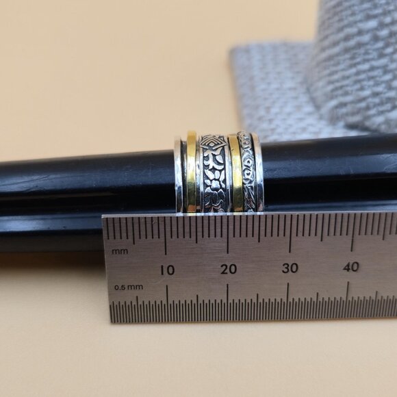 Size 8 Sterling Silver Silpada Brand Floral Spinner Anxiety Band Ring A4737 - Picture 7 of 8